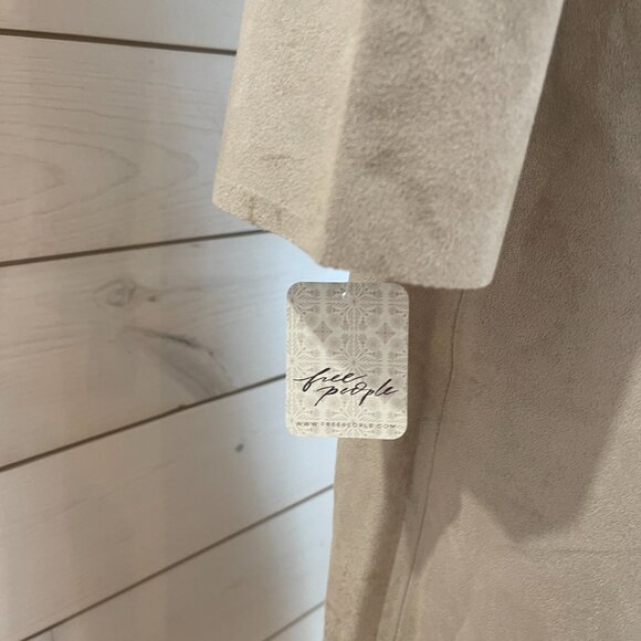 081 Free People X Blank Nyc Vegan Suede Trench Iced Chai Khaki Tan NWT Size XS - Picture 9 of 11